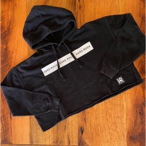 Hard Rock Cropped Super Soft and Cozy Black Hooded Sweatshirt, Size Large